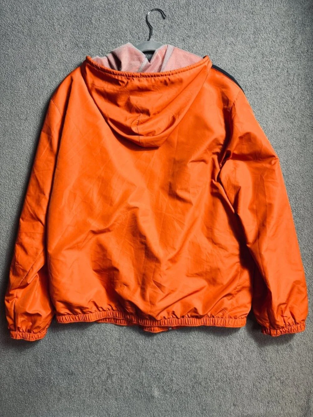 Nike Orange Black Hooded Windbreaker Jacket Men’s Large Full Zip Lightweight Y2K